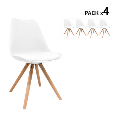 Pack de 4 cadeiras nórdicas bonik brancas