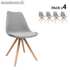Pack de 4 cadeiras nórdicas bonik cinzas