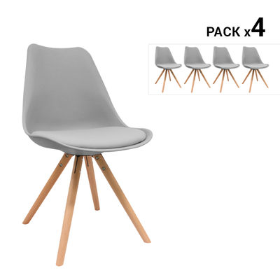 Pack de 4 cadeiras nórdicas bonik cinzas
