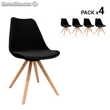 Pack de 4 cadeiras nórdicas bonik pretas