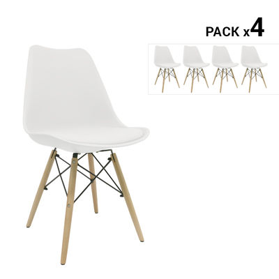 Pack de 4 cadeiras nórdicas tilsen brancas inspiradas na linha eames