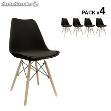 Pack de 4 cadeiras nórdicas tilsen pretas inspiradas na linha eames