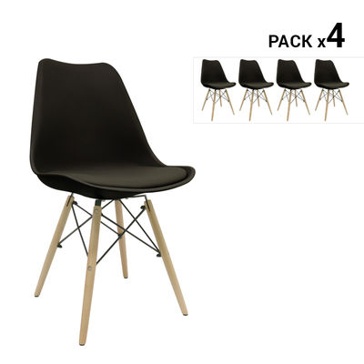 Pack de 4 cadeiras nórdicas tilsen pretas inspiradas na linha eames