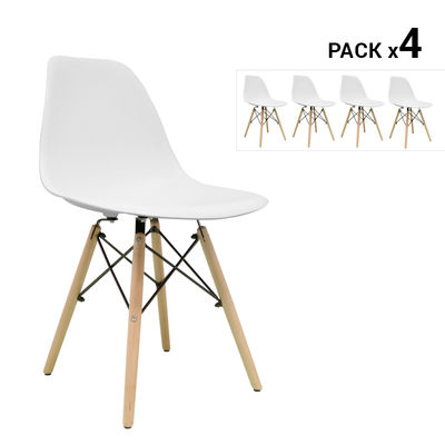 Pack de 4 cadeiras nórdicas tower brancas inspirados na linha eames