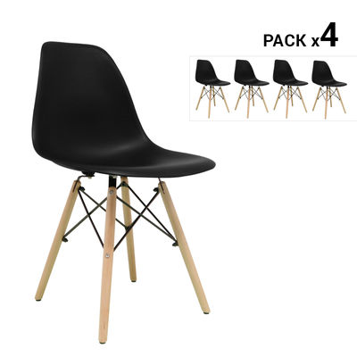 Pack de 4 cadeiras nórdicas tower pretas inspiradas na linha eames