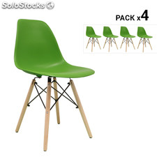 Pack de 4 cadeiras nórdicas tower verdes inspiradas na linha eames