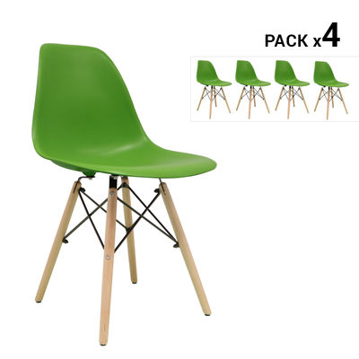 Pack de 4 cadeiras nórdicas tower verdes inspiradas na linha eames