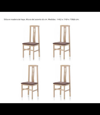 Pack de 4 sillas Lugros en madera de haya color cambrian. 101 cm(alto), 41,2 - Foto 2