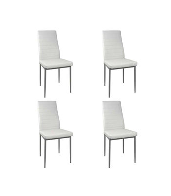 Pack de 4 sillas Md-Galera tapizadas en tejido PU blanco, 93cm(alto) 43cm(ancho) - Foto 4