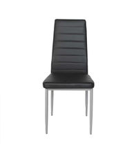Pack de 4 sillas Md-Galera tapizadas en tejido PU negro, 93cm(alto) 43cm(ancho)
