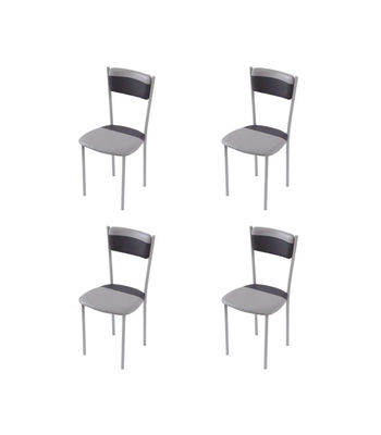 Pack de 4 sillas Md-Salar tapizadas en polipiel gris/negro, 89cm(alto) - Foto 5