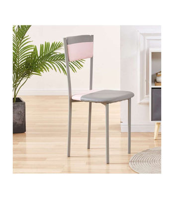 Pack de 4 sillas Md-Salar tapizadas en polipiel gris/rosa pastel, 89cm(alto) - Foto 3