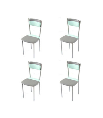 Pack de 4 sillas Md-Salar tapizadas en polipiel gris/verde menta, 89cm(alto) - Foto 5