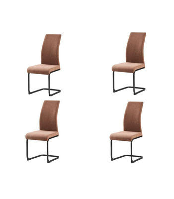 Pack de 4 sillas Md-Tacoma tapizadas en tejido marrón, 100cm(alto) 43cm(ancho)