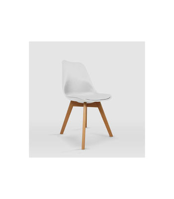 Pack de 4 sillas modelo Dana tapizadas en piel sintética blanco, 48.5cm(ancho ) - Foto 4