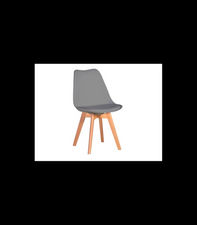 Pack de 4 sillas modelo Susan tapizadas en piel sintética gris, 49cm(ancho )