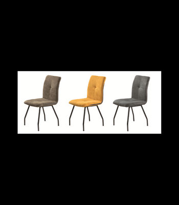 Pack de 4 sillas Theo estructura metálica tapizado en tejido color mostaza, 90 - Foto 2