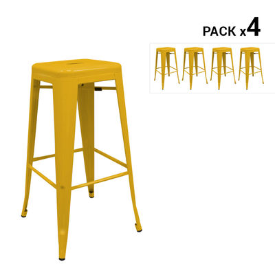 Pack de 4 tamboretes industriais torix amarelos inspirados na linha tolix