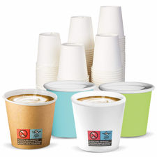 Pack de 50 Vasos para café desechables biodegradables de colores 75ml