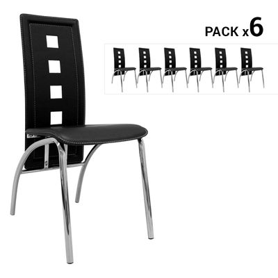 Pack de 6 cadeiras de sala de jantar neus preta