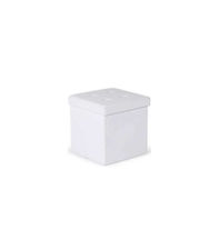Pack de 6 puff pequeños modelo BAÚL en polipiel blanco, 38 x 38 x 38 cm (largo x
