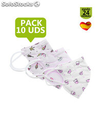 Pack mascarilla infantil FFP2 KN95 con diseños variados | 10 uds.
