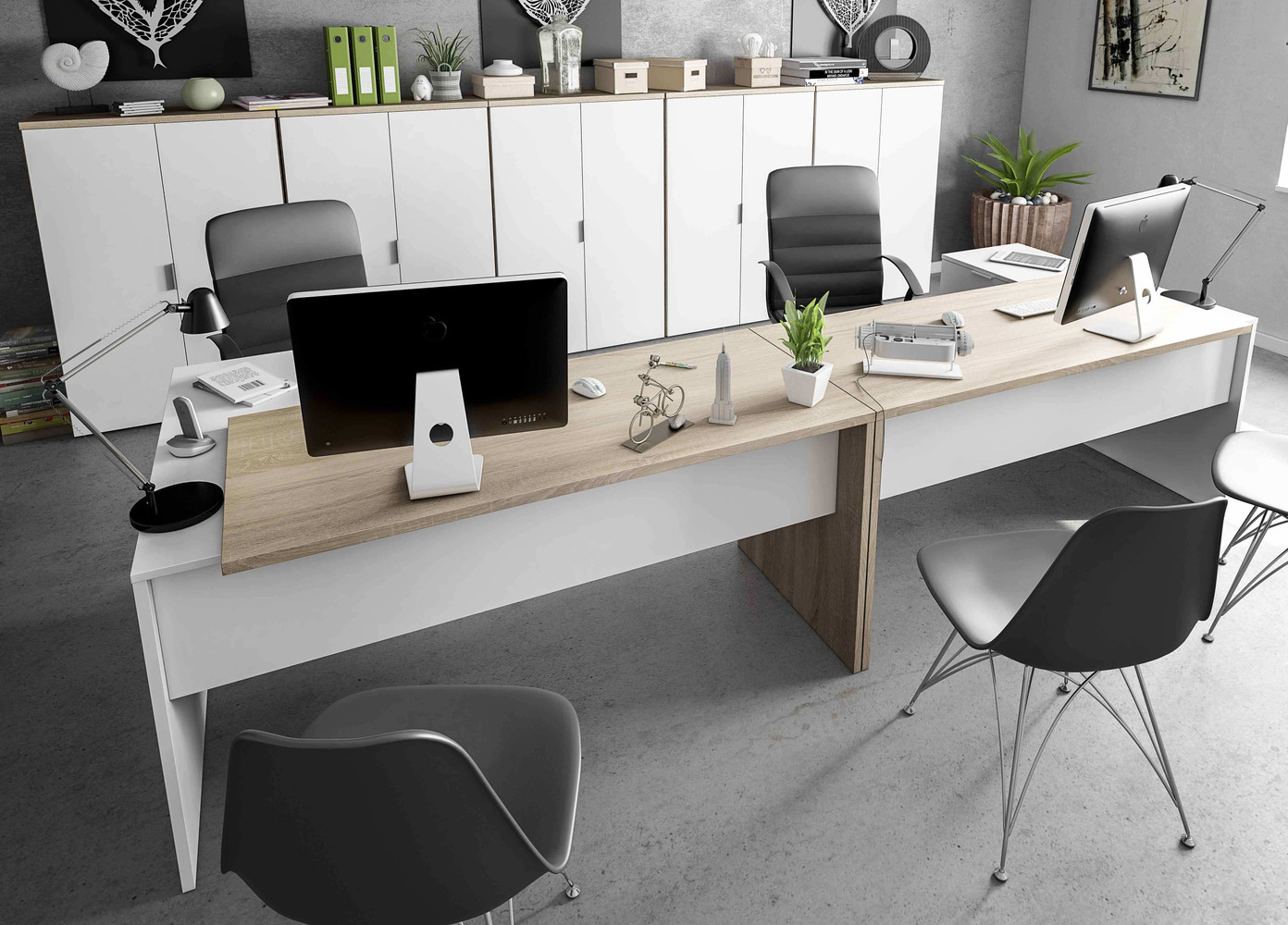 Mesa Escritorio con 2 Cajones, Mesa de Despacho, Mesa de Oficina, Color  Blanco, Medidas: 120 cm (Ancho) x 45 cm (Fondo) x 77 cm (A