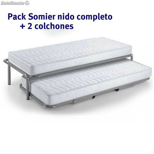 Pack somier canguro completo 105x190 Dos somieres+2 colchones