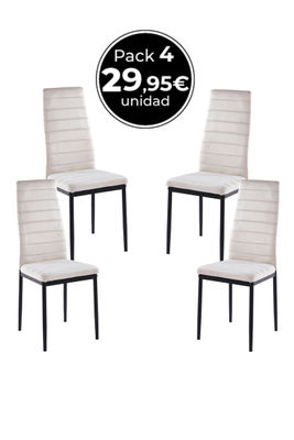 Packs Sillas Comedor - Pack 4 Sillas Lauter Terciopelo - Beige