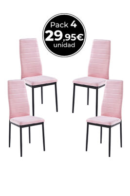 Packs Sillas Comedor - Pack 4 Sillas Lauter Terciopelo - Rosa