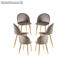 Packs Sillas Comedor - Pack 6 Sillas Vint Terciopelo Golden - Gris claro