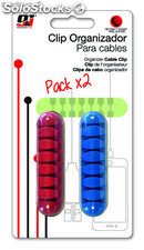 Packung 2 Kabel-Organisationsclips 7 Schlitze mit selbstklebendem nine&amp;one bl.1