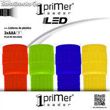 Packung mit LED-Taschenlampen aus Kunststoff. Verschiedene Farben. 98X30mm