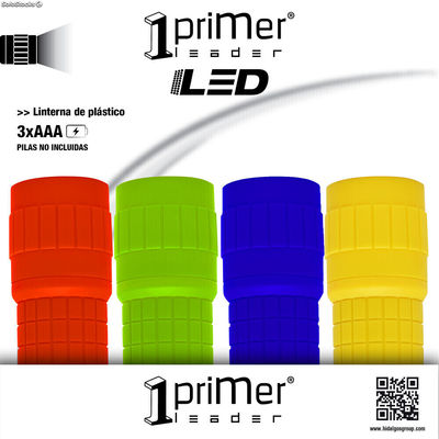 Packung mit LED-Taschenlampen aus Kunststoff. Verschiedene Farben. 98X30mm