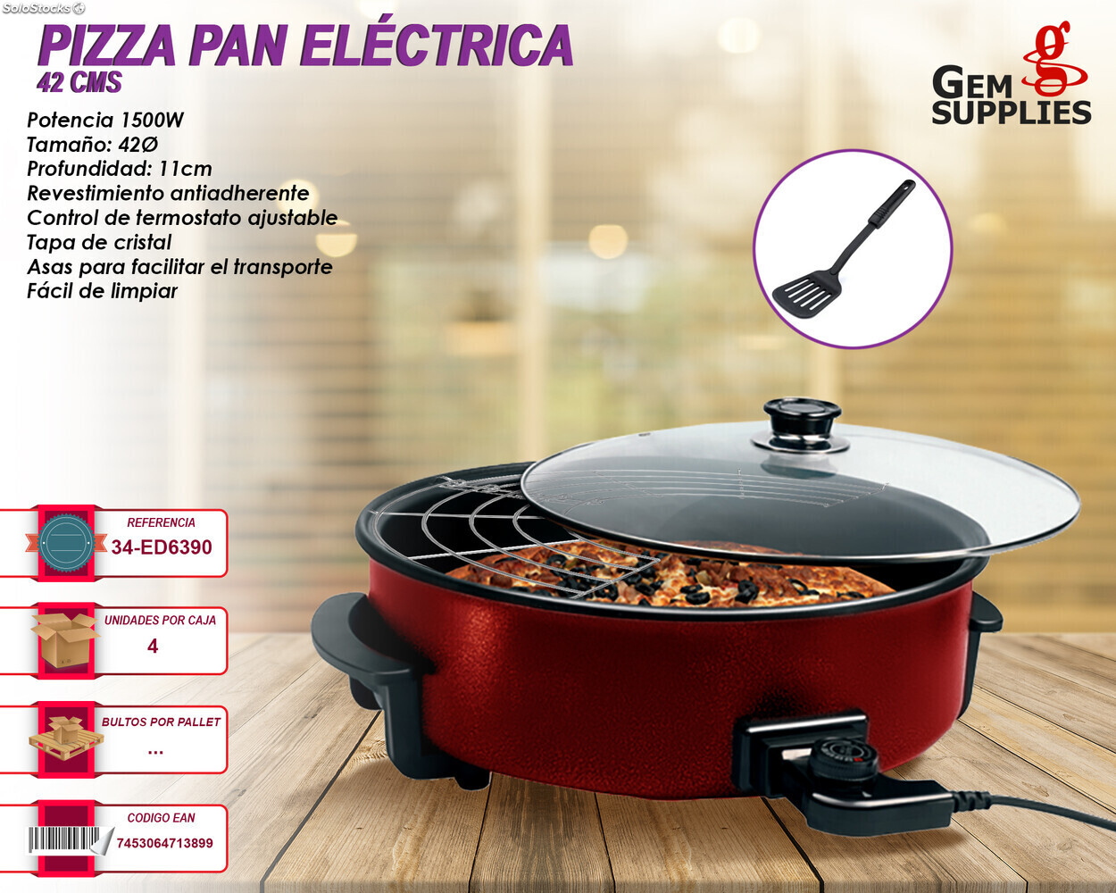 Paellera Electrica Pizza Pan 40 Cm 1500 W