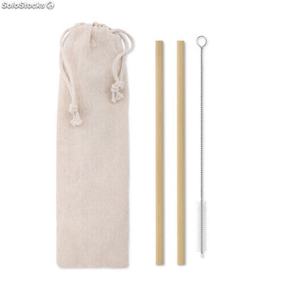 Paille bambou avec brosse. beige MIMO9630-13