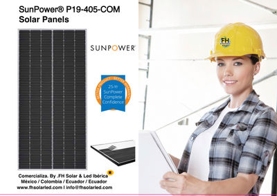 Painel solar monocristalino PERC, SunPower P19, até 400W