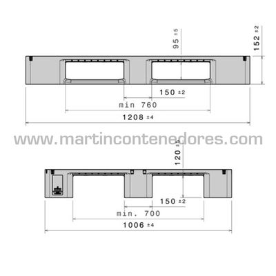 Palete plástico perfurado 1200x1000x150 mm 3 patins - Foto 5