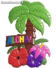 Palmera aloha con flores HIBISCO37x48 cm