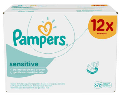 Pampers Sensitive Refill Pack Giga 12 x Packs of 56 (672 Wipes).