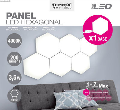 Panel led enlazable hexagonal blanco 3,5W 200LM 4000K 25000H 160x185MM 7hSevenOn
