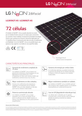 Panel solar o placa solar lg NeON® 2 BiFacial LG395N2T-A5 i LG390N2T-A5 - Foto 3