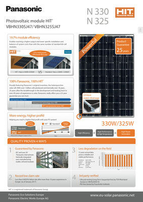 Panel Solar / panasonic -hit-N235 / 25 años de garantia