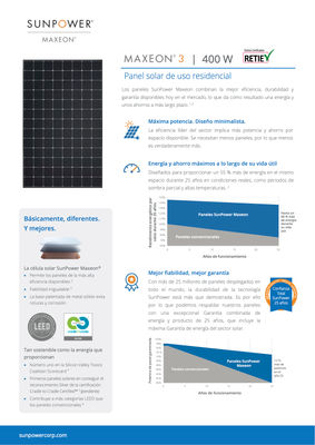 Panel solar sunpower MAX3-400W eficiencia 22,6% tolerancia +5/0% - Foto 2
