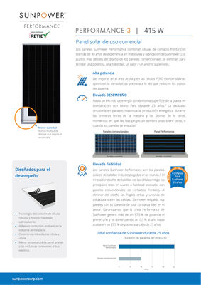 Panel solar sunpower SPR-P3-420W-COM-1500 eficiencia 20,1% tolerancia +5/0% - Foto 2