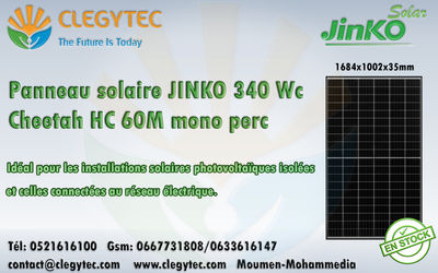 Panneau Solaire Photovoltaïque JINKO Cheetah 340 Wc Mono Perc