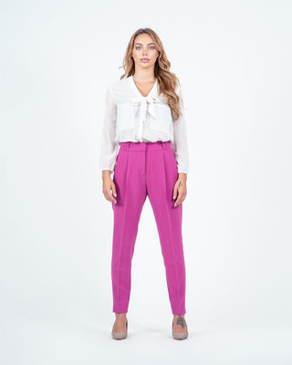 Pantalon Avec Pli - Blanc et Fuschia - Photo 4