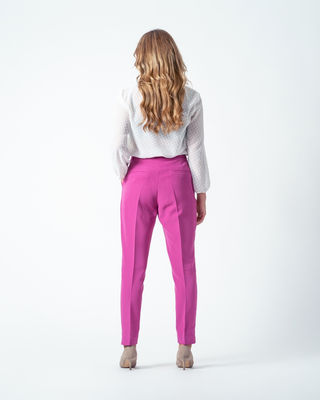 Pantalon Avec Pli - Blanc et Fuschia - Photo 5
