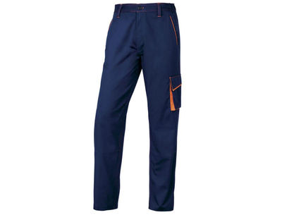 Pantalon de trabajo deltaplus cintura ajustable 5 bolsillos color azul naranja - Foto 2