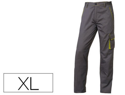Pantalon de trabajo deltaplus cintura ajustable 5 bolsillos color gris verde